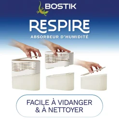 Absorbeur d'humidité avec 4 tablettes de 250 g Bostik Respire pour surface de 25 m²