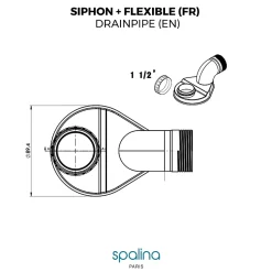 Accessoire Siphon extra plat + flexible 80x8x6cm, by SPALINA