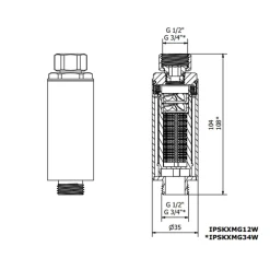 Adoucisseur d'eau Anticalcaire Antibacterien innovant IPS 100 Kalyxx MINI G 1/2" femelle (IPSKXMG12W)