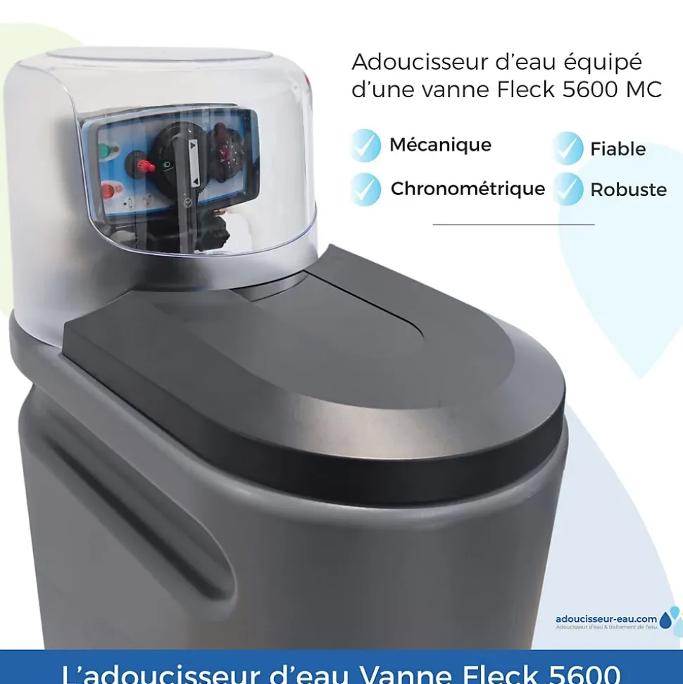 Adoucisseur d'Eau 16L Fleck 5600 MC Mécanique Chronométrique Anti Calcaire Fabriqué En France