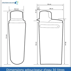 Adoucisseur D'eau 30L Fleck 5600 MV Mécanique Volumétrique Anti Calcaire Fabriqué En France