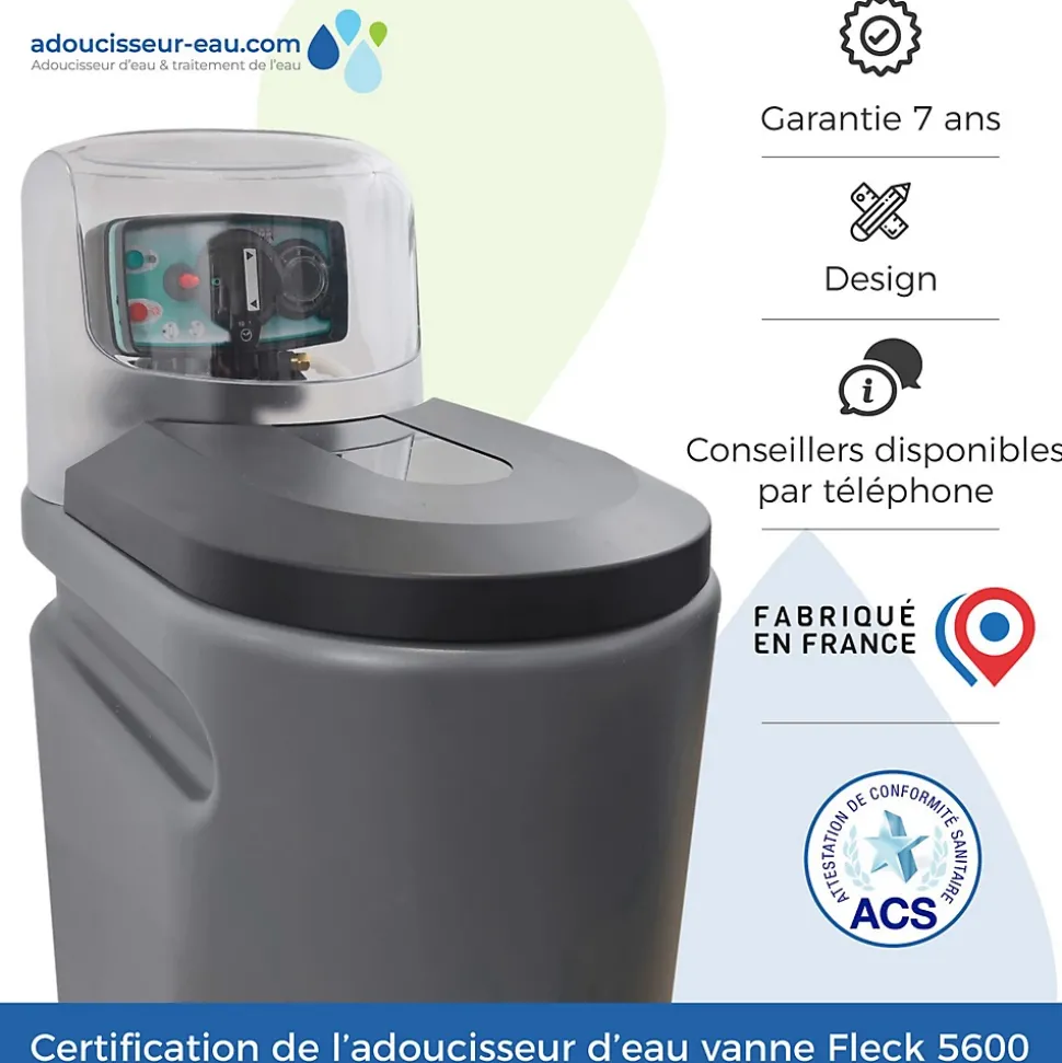 Adoucisseur D'eau 30L Fleck 5600 MV Mécanique Volumétrique Anti Calcaire Fabriqué En France