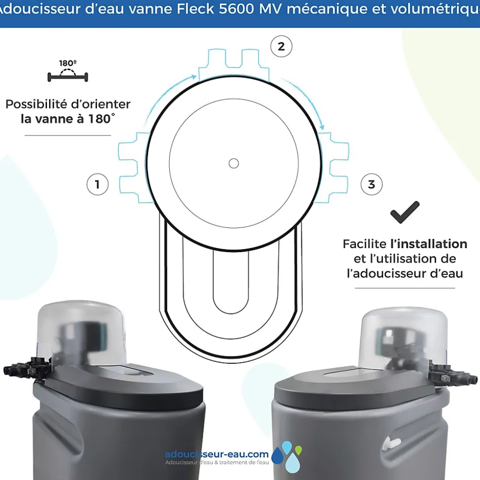Adoucisseur Eau 25L Fleck 5600 MV Mécanique Volumétrique Complet Avec Accessoires Fabriqué En France