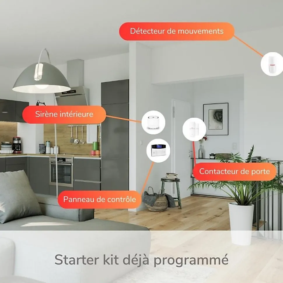 Alarme maison sans fil gsm 4G et 3 caméras wifi kit ip3