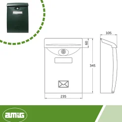 AMIG - Boîte aux lettres 7 - 345 x 240 x 105 mm - Plastique - Vert