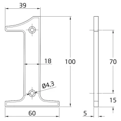 AMIG - Chiffres - 4'' - 100 mm - Laiton - Poli