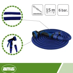 AMIG - Tuyau extensible 2072 - 15 m - Bleu