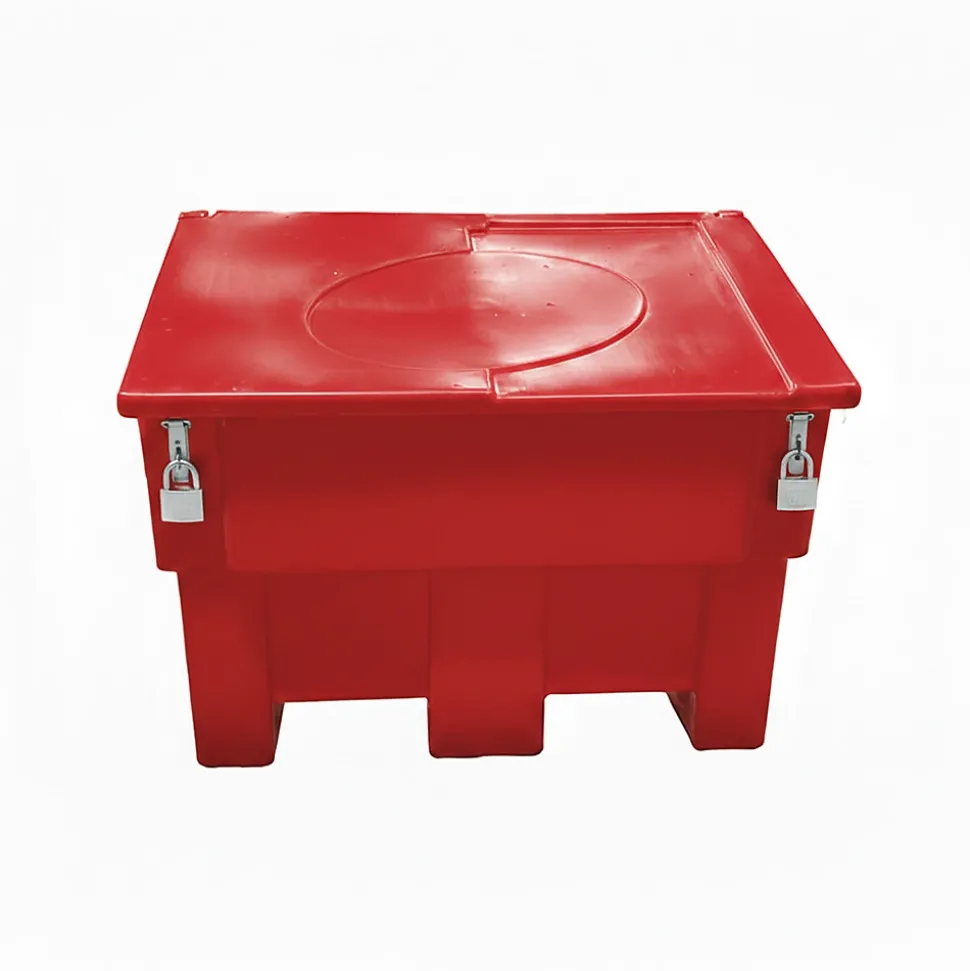 Bac à sable incendie/ à sel de déneigement 300l + grenouillères + cadenas