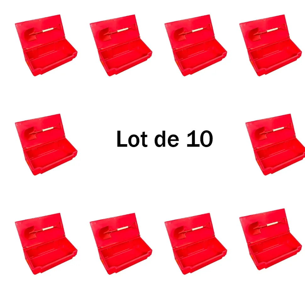 Bac à sable incendie/ à sel de déneigement 50l + pelle- lot de 10