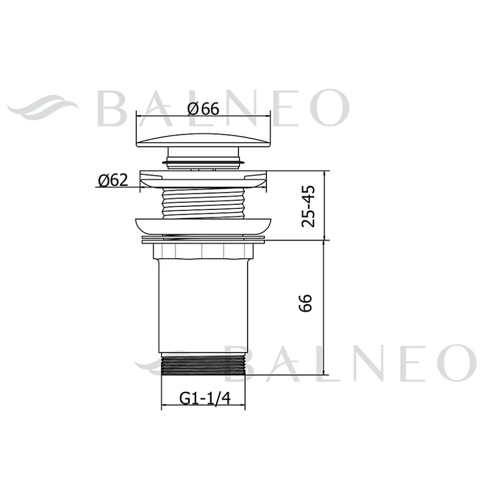 Balneo Bonde clic-clac sans trop-plein, pour lavabo, finition gold, laiton
