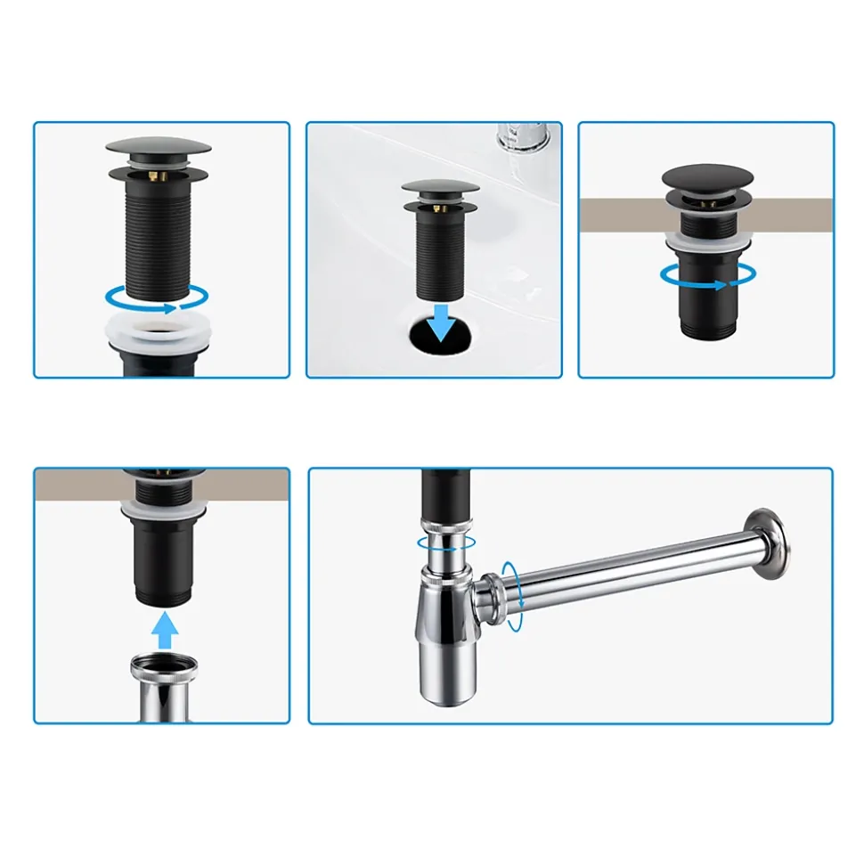 Balneo Bonde clic-clac sans trop-plein, pour lavabo, finition gold, laiton