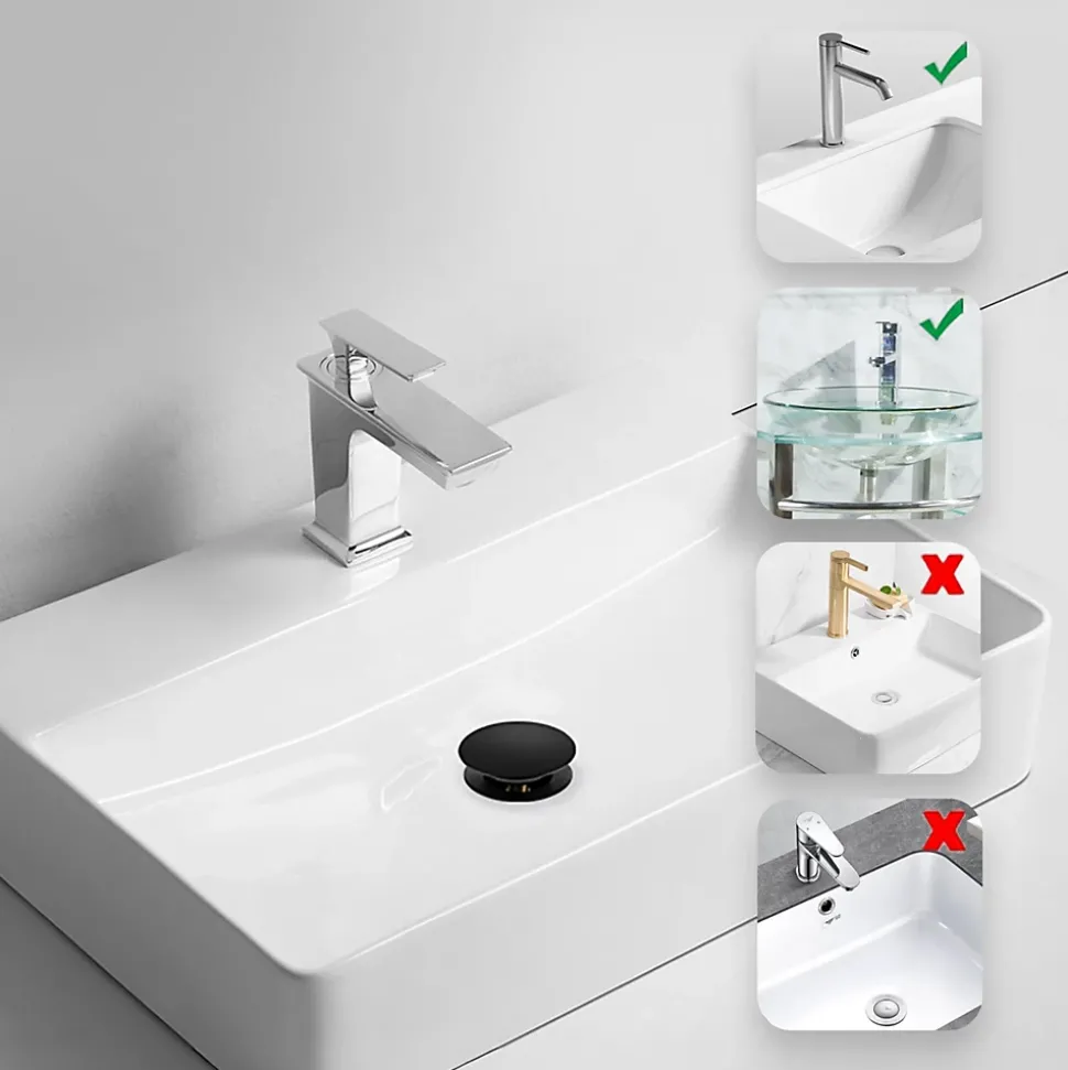 Balneo Bonde clic-clac sans trop-plein, pour lavabo, finition noir, laiton