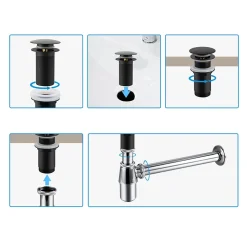 Balneo Bonde clic-clac sans trop-plein, pour lavabo, finition chrome, laiton