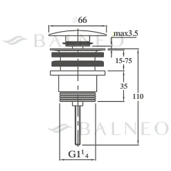 Balneo Bonde clic-clac universelle, pour lavabo, finition chrome, laiton