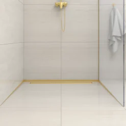 Balneo Profilé de douche frontale, au sol 130 cm, acier inoxydable, finition gold, Pente de 1,5%