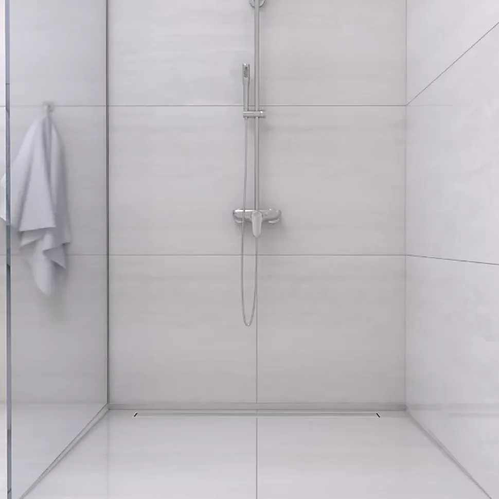 Balneo Profilé murale inclinée à gauche pour douche 120cm, acier inoxydable, finition inox, Pente de 1,5%
