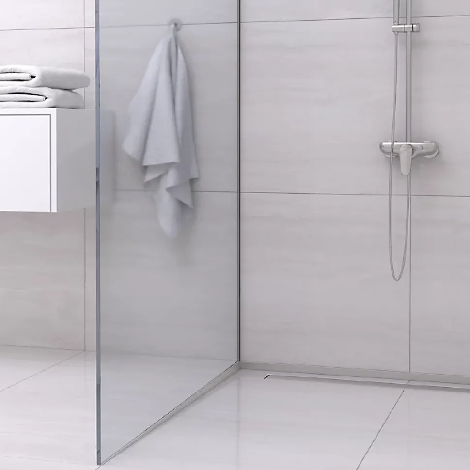 Balneo Profilé murale inclinée à gauche pour douche 120cm, acier inoxydable, finition inox, Pente de 1,5%