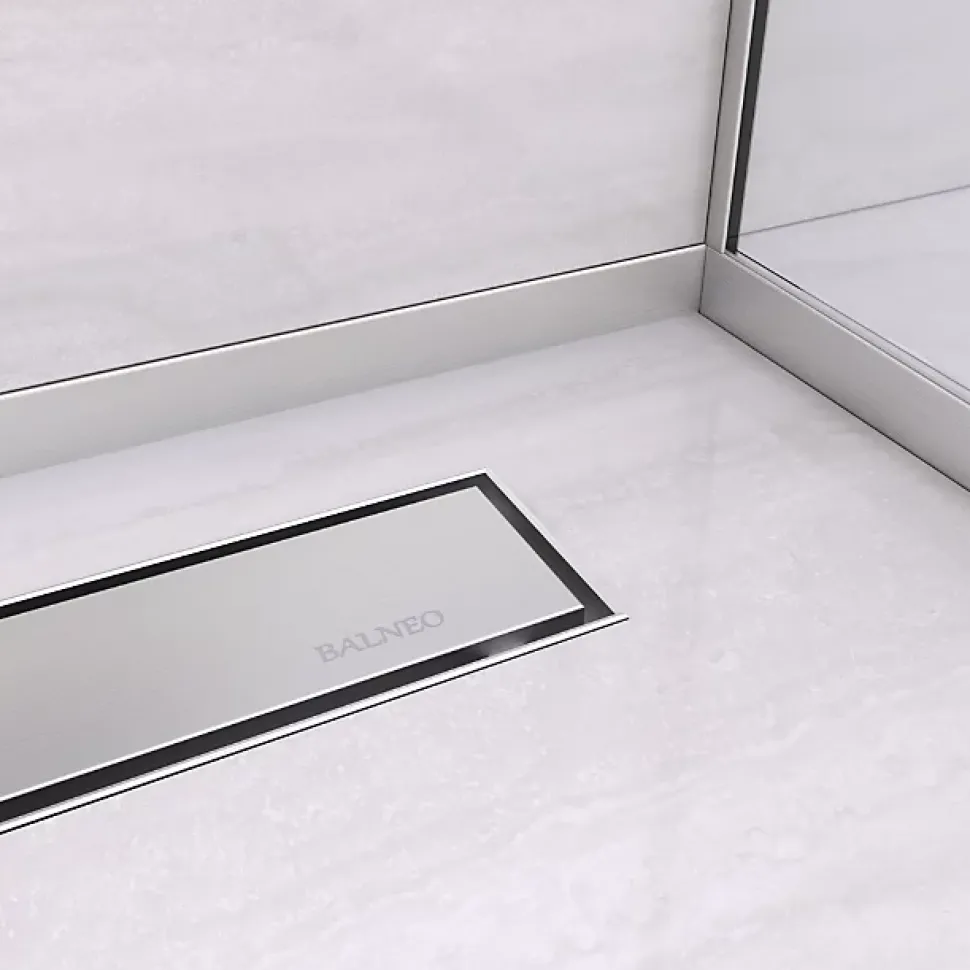 Balneo Profilé murale inclinée à gauche pour douche 120cm, acier inoxydable, finition inox, Pente de 1,5%