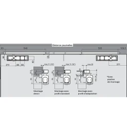 Bandeau Ferme portes à force réglable 1 à 3 poussant gauche gris Bricard Ensemble 2 Vantaux