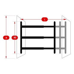 3 barreaux télescopiques de fenêtre, acier noir Afbat, L.90 à 170 cm