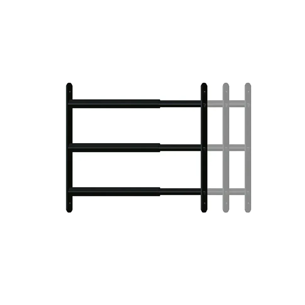 3 barreaux télescopiques de fenêtre, acier noir Afbat, L.90 à 170 cm