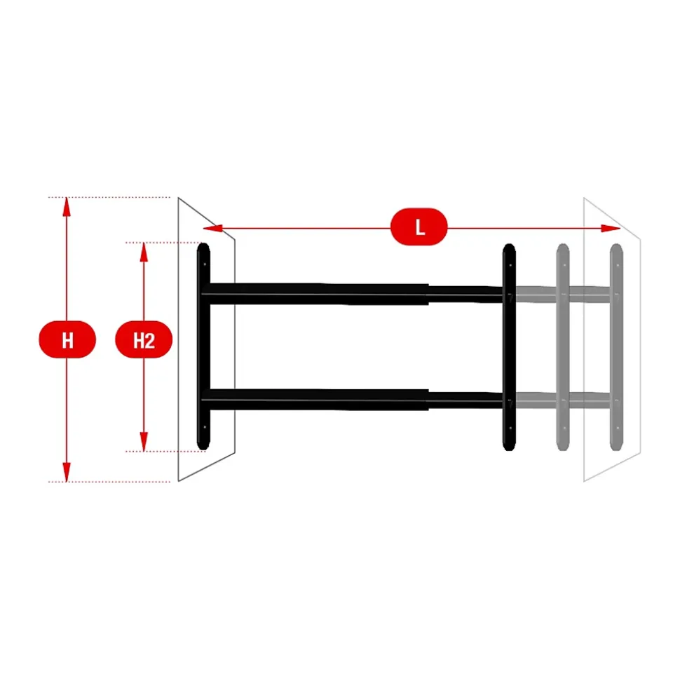 2 barreaux télescopiques de fenêtre, acier noir, Afbat, L.90 à 170 cm