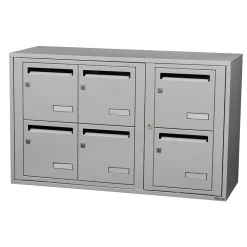 Bloc collectif leabox.com, 3x2, grade 3, simple face, Intérieur, fixation murale, Gris clair RAL 7035 finition brillante