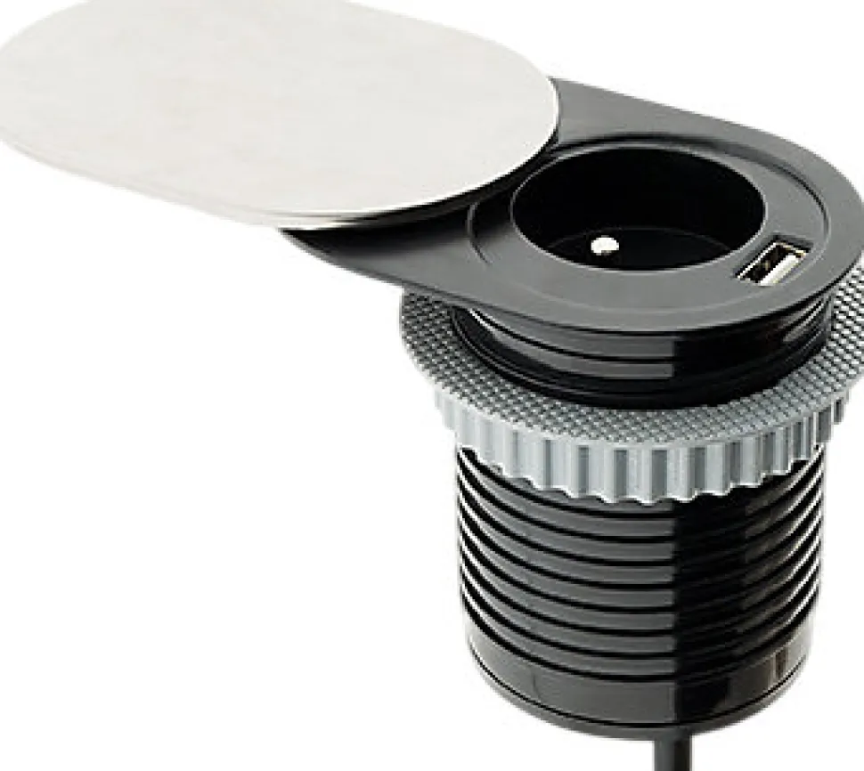 Bloc encastrable compact 1 prise + 1 port USB Otio