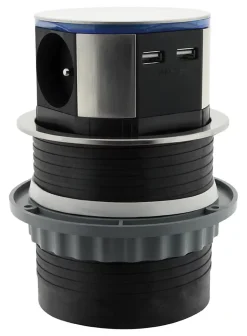 Bloc encastrable compact 3 prises + 2 ports USB Otio