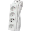 Bloc multiprise 4x16A 3500W câble 5m - blanc - Chacon