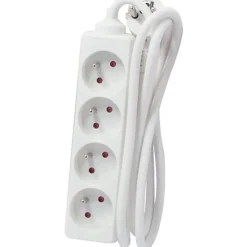 Bloc multiprise 4x16A 3500W câble 5m - blanc - Chacon