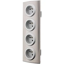 Bloc 4 prises 16A 2P+T à câbler - Gris - Zenitech