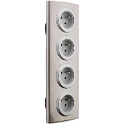 Bloc 4 prises 16A 2P+T à câbler - Gris - Zenitech