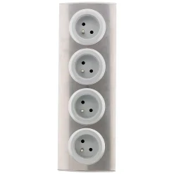Bloc 4 prises 16A 2P+T à câbler - Gris - Zenitech