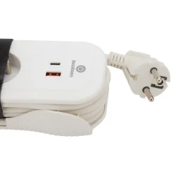 Bloc 2 prises avec terre + 2 USB Jacobsen blanc