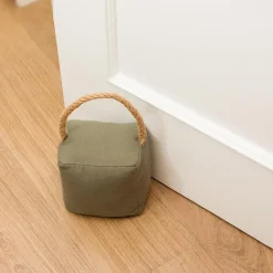 Bloque-porte Rei tissu vert kaki ⌀11x H. 28 cm
