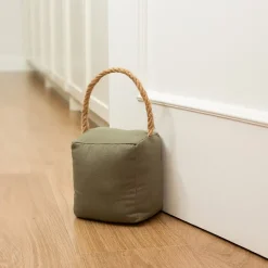 Bloque-porte Rei tissu vert kaki ⌀11x H. 28 cm