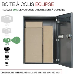Boite à colis Eclipse 1 porte gris anthracite mat RAL 7016 M