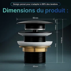 Bonde clic-clac - Push System - Coloris Noir mat