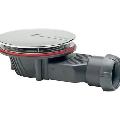 Bonde de douche - Slim + - Wirquin - Extra-plat - Receveur Diamètre 90 mm - Sortie Diamètre 40 mm - Dôme ABS chromé