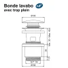 Bonde de lavabo ø 63 mm Rousseau avec clapet clic clac ou fixe effet or