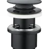 Bonde de lavabo ø 63 mm Rousseau avec clapet clic clac ou fixe effet graphite mat noir