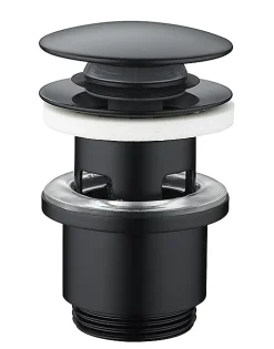 Bonde de lavabo ø 63 mm Rousseau avec clapet clic clac ou fixe effet graphite mat noir