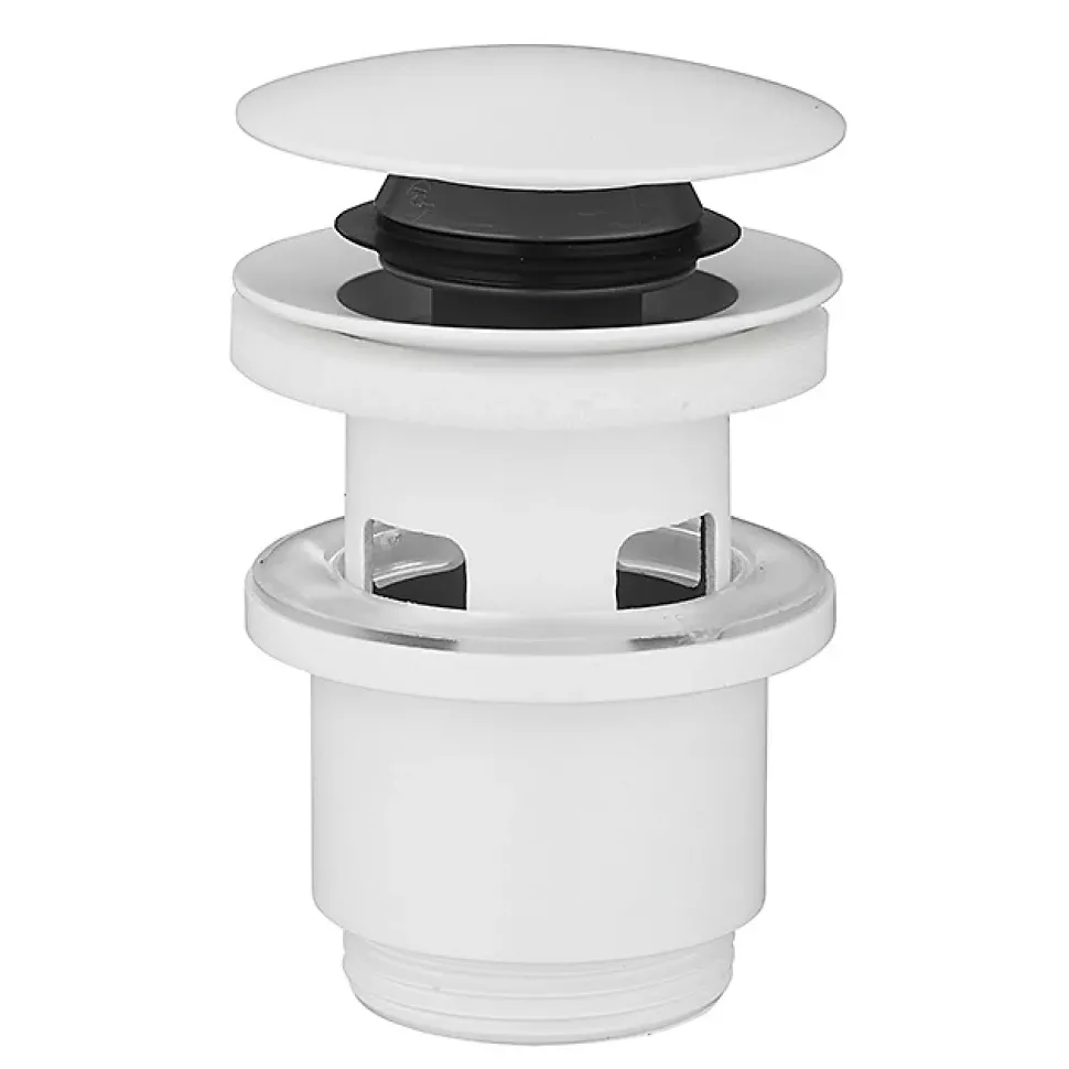 Bonde de lavabo ø 63 mm Rousseau avec clapet clic clac blanc avec trop plein