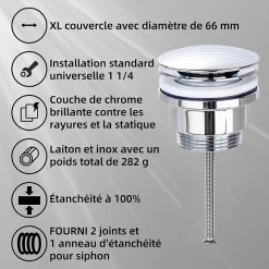 Bonde de vidage lavabo POP-UP Chromé G 1-1/4