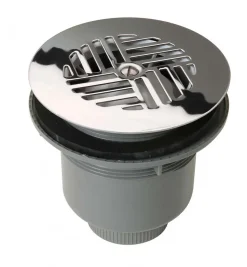 Bonde siphoïde PVC à grille Pour receveur avec orifice diam : 90 mm - Sortie : horizontale