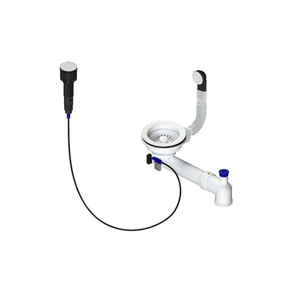 Bonde évier 1 cuve avec vidage automatique diamètre 90 mm couleur blanc