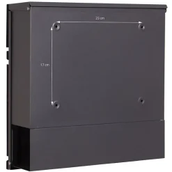 Boîte aux lettres anthracite/bois naturel avec support argenté acier inoxydable