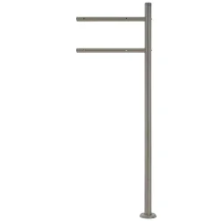 Boîte aux lettres anthracite/bois naturel avec support argenté acier inoxydable