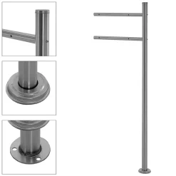 Boîte aux lettres anthracite/bois naturel avec support argenté acier inoxydable